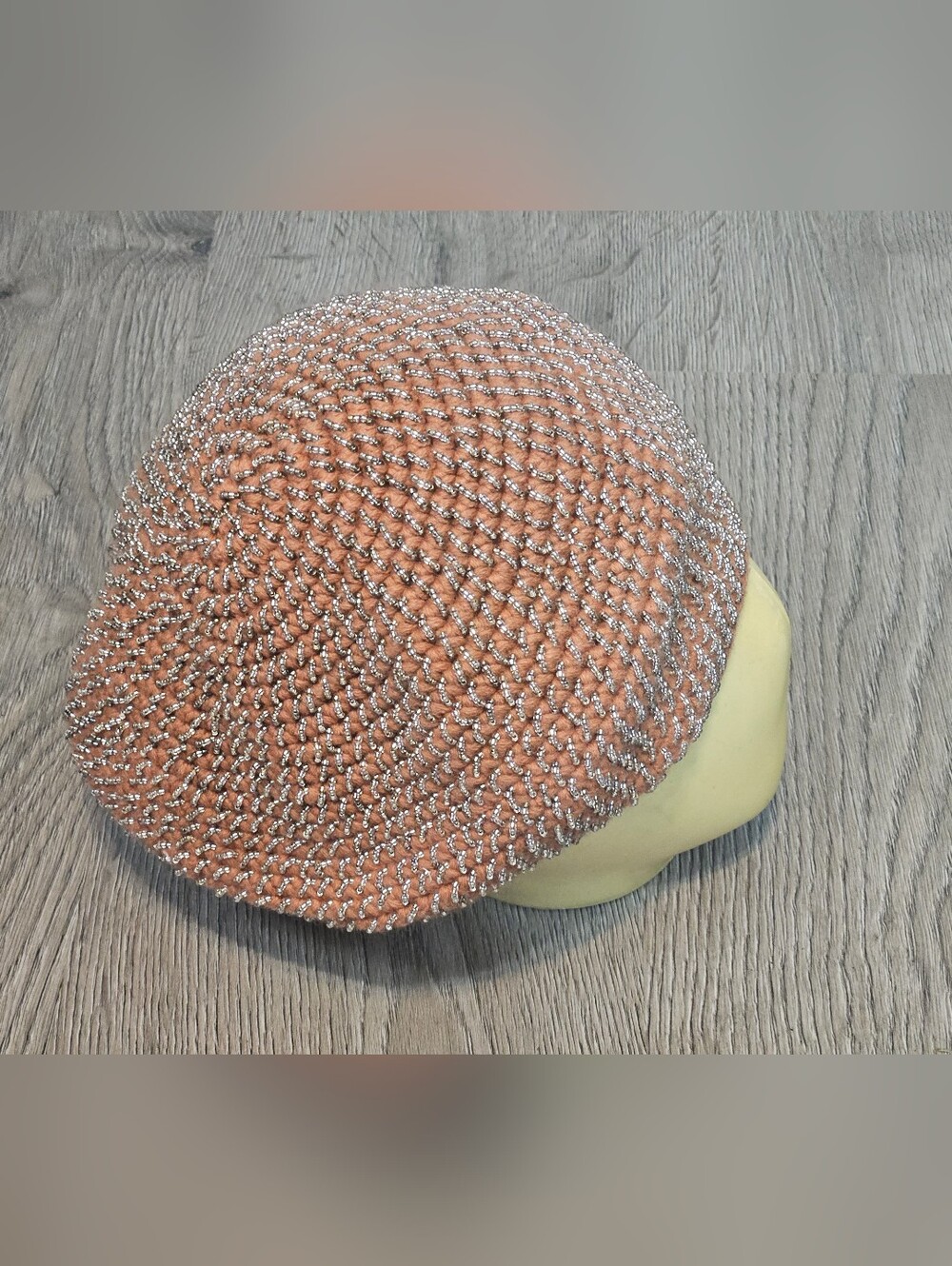 Vintage Catherine Malandrino Crocheted Beret With Bohemian Hand Beaded Embrodery